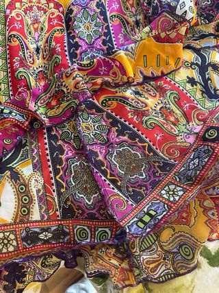 Vestido largo asimetrico con volantes Niza