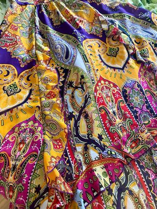 Vestido largo asimetrico con volantes Niza