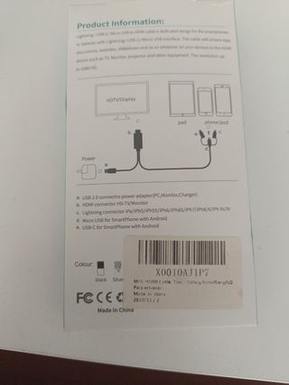 Cable microUSB, lightning, usb-C a HDMI