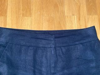Falda lino midi azul marino de Zara