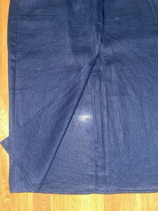 Falda lino midi azul marino de Zara