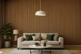 Panel acustico MDF tipo listones de madera