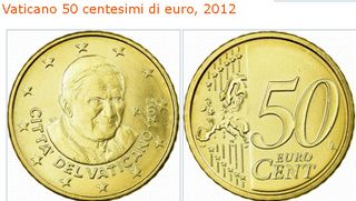 MONETA 50 C VATICANO 2012 BELLISSIMA