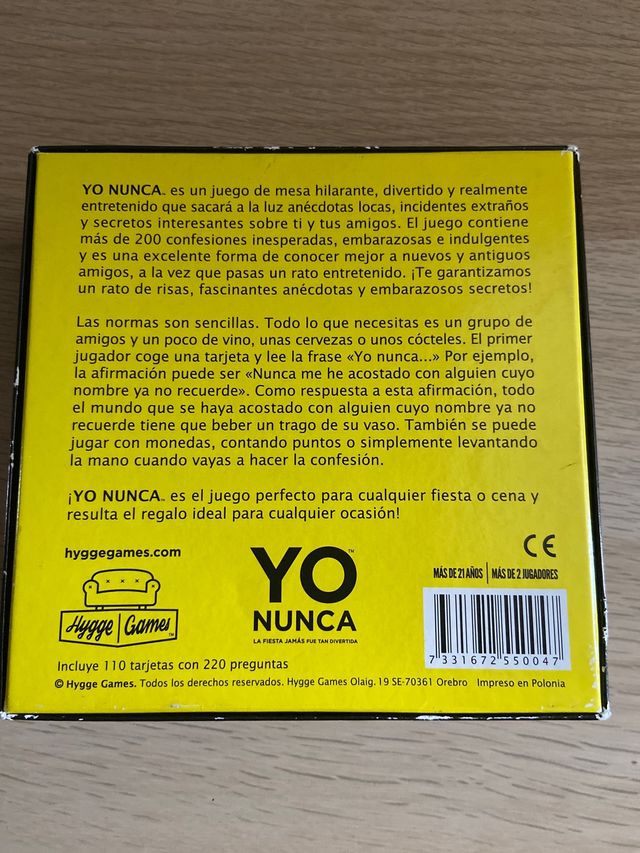 Yo nunca juego de mesa