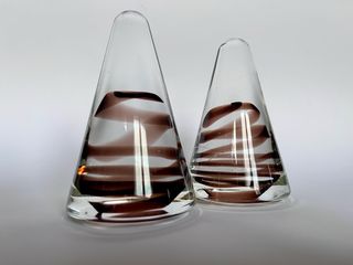 Coppia Ferma Carte Obelisco/Cono Spirale Murano