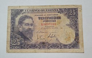 Billete de 25 pesetas 1954