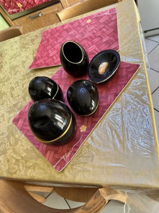 Accessori bagno ovali nero oro