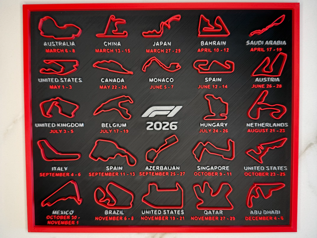 Cuadro calendario f1 2026