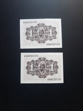 BILLETES DE 1 PESETA DE 1948 PAREJA CORRELATIVA
