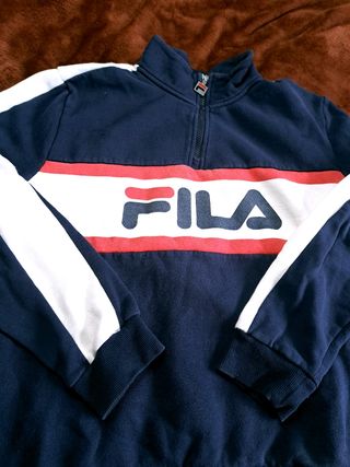 Sudadera FILA XL azul blanco half zip