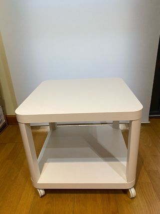 TINGBY Mesa auxiliar con ruedas blanco 50x50 cm