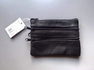 cartera monedero billetera cuero negro unisex