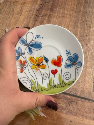 3 piattini da caffè floreali Beta fine quality