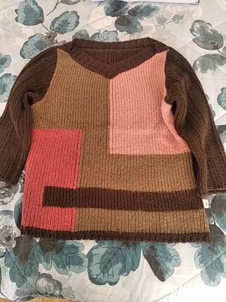 Jersey de lana marrón y rosa
