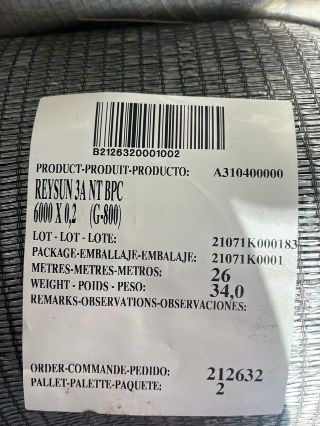 Rollos de mallas y plastico para invernaderos