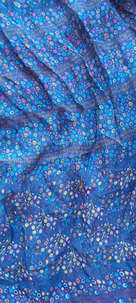 Blusa pura seta Zara, blu, multicolore