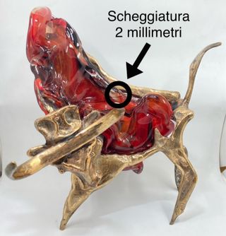 Scultura Bronzo e vetro soffiato Yves Lohe