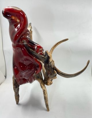 Scultura Bronzo e vetro soffiato Yves Lohe