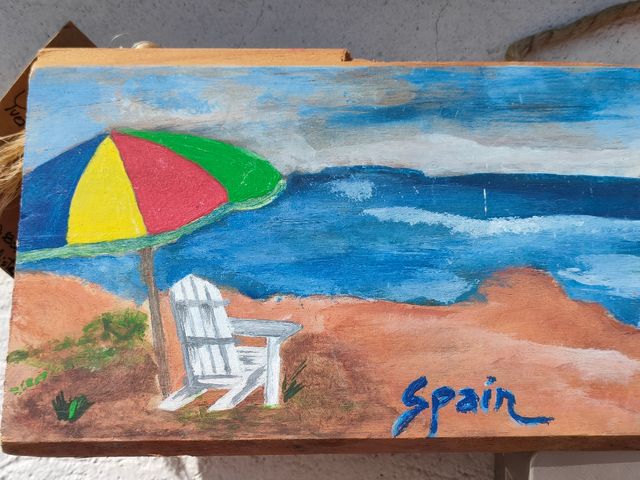 Balda decorativa con escena marina