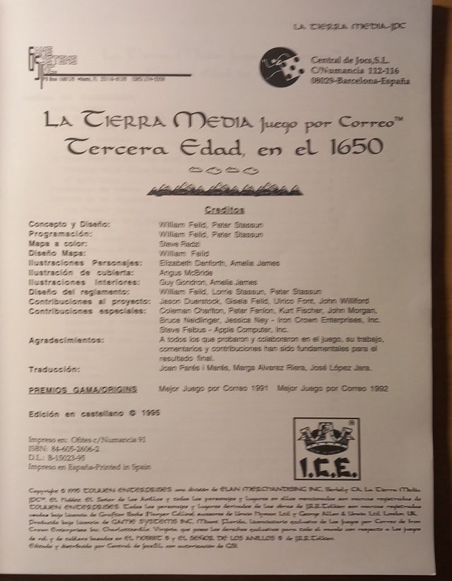 La tierra media juego por correo