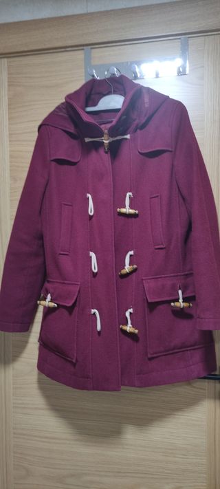 Trench de paño para mujer en granate