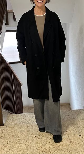 Abrigo negro Zara oversize de paño 