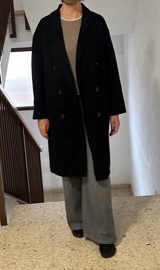 Abrigo negro Zara oversize de paño 