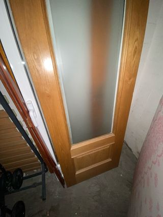 Puerta Madera Maciza y Cristal 72x203 cm (Perfecto