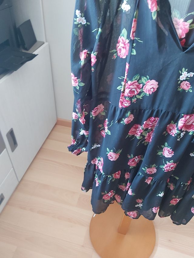 Vestido gasa negro mujer en muy buen est