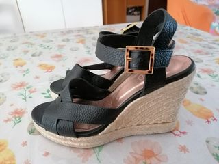 Espadrillas 39, sandali neri zeppa 39 