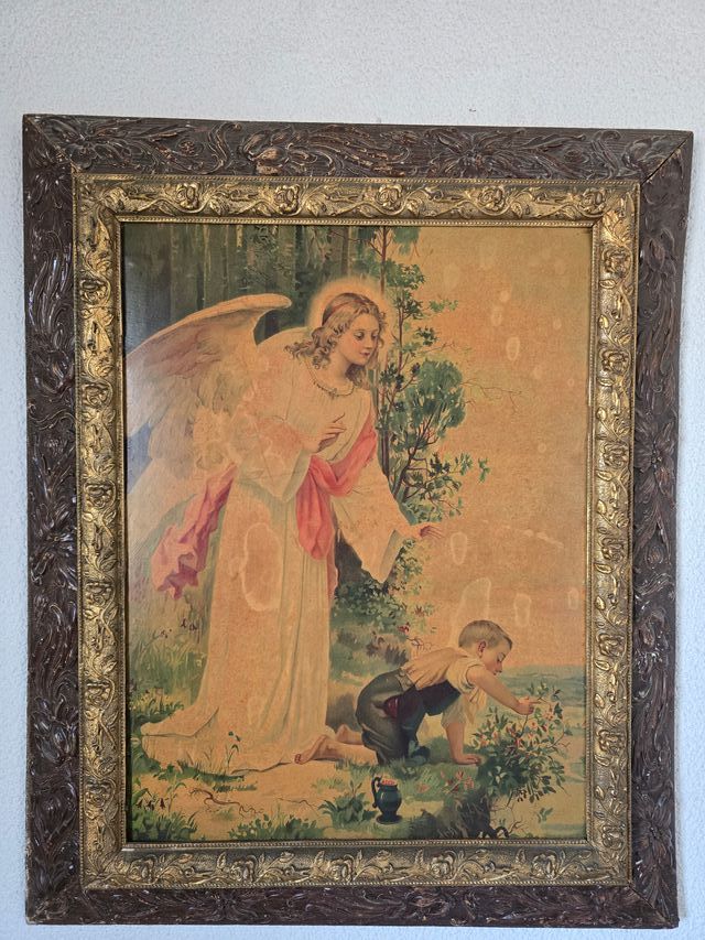 CROMOLITOGRAFÍA ÁNGEL DE LA GUARDA SIGLO XIX