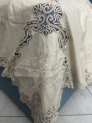 Copriletto vintage con pizzo Cantu’