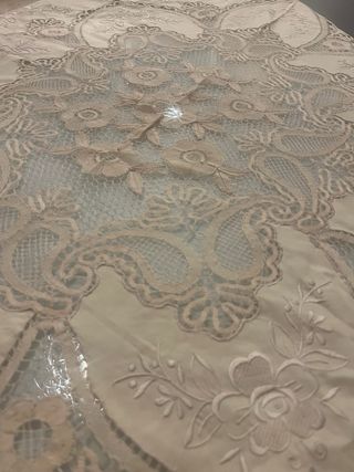 Copriletto vintage con pizzo Cantu’