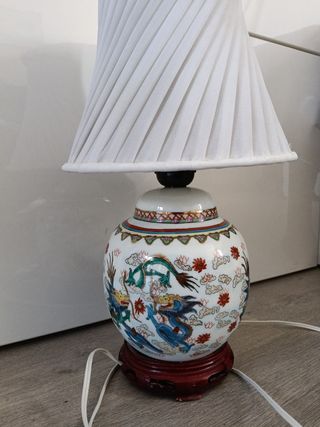 Lampara porcelana fina china dragón sin pantalla