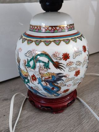 Lampara porcelana fina china dragón sin pantalla