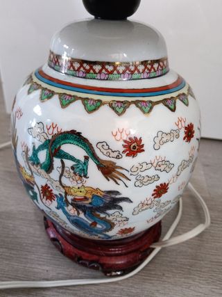 Lampara porcelana fina china dragón sin pantalla