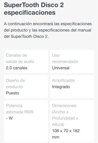 SUPERTOOTH DISCO 2 ALTAVOZ BLUETOOTH