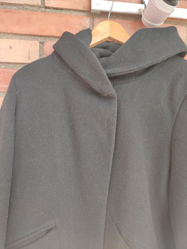Abrigo de paño negro XL
