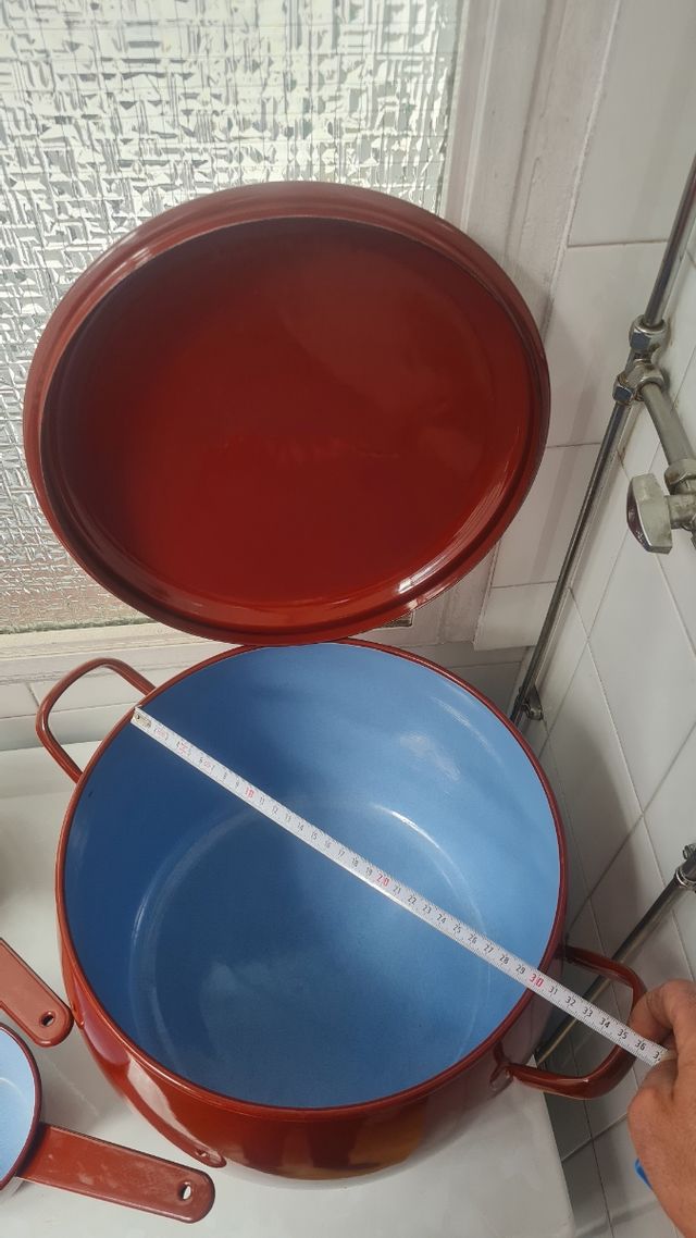 Juego ollas cazos antiguas porcelana esmaltada