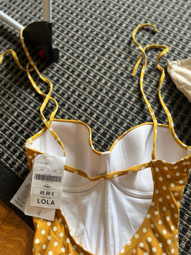 Bañdor Lola color mostaza con lunares