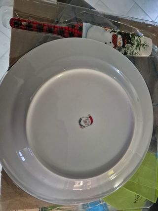 Piatto e paletta in ceramica babbo matto