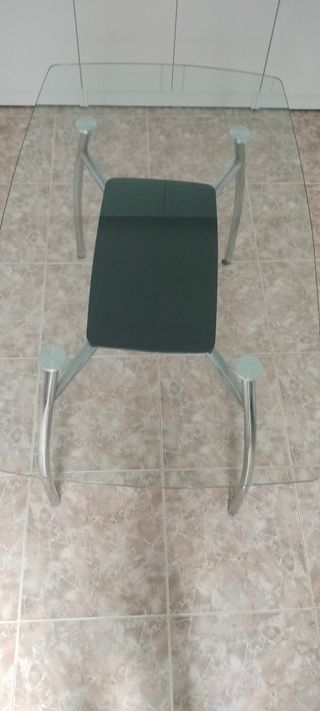 Mesa de cristal con patas de aluminio de cocina o 
