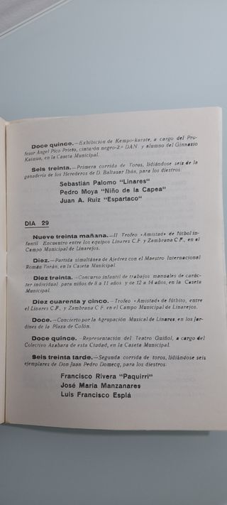 Programa de Feria Linares 1980