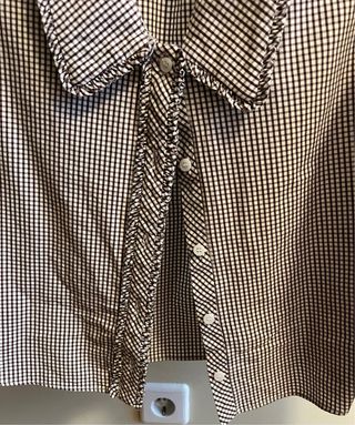 Camisa cuadros vichy marron Zara