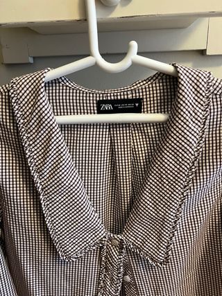 Camisa cuadros vichy marron Zara