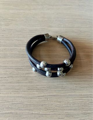 Pulsera de plata y cuero UNO de 50
