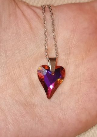 Collar corazón cristal morado rojo