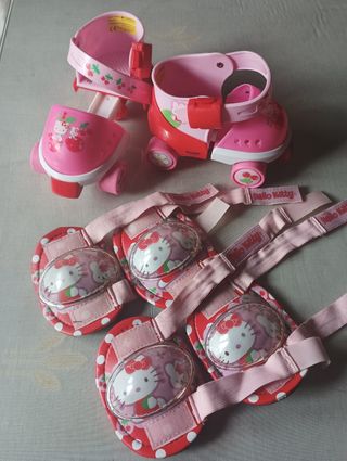 Hello Kitty patines 4 ruedas y protecciones