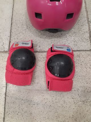 Casco Rodilleras Coderas niña Rosa Decathlon