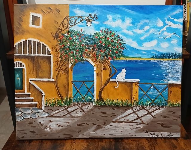 Paesaggio Marino, dipinto a mano